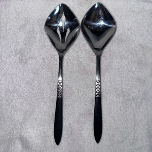 Vintage EKCO Eterna Stainless Canoe Muffin Salad Serving Spoons EKS37 Japan MCM